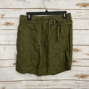 5/$30 🌺 Loft Green 100% Linen Pull On Tie Waist Skirt